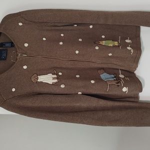 Whimsical Dog Sweater Cotton, Zip front